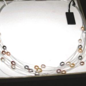 Honora Multi Strand Multi Colored 18" Fresh Water Pearl Choker Necklace